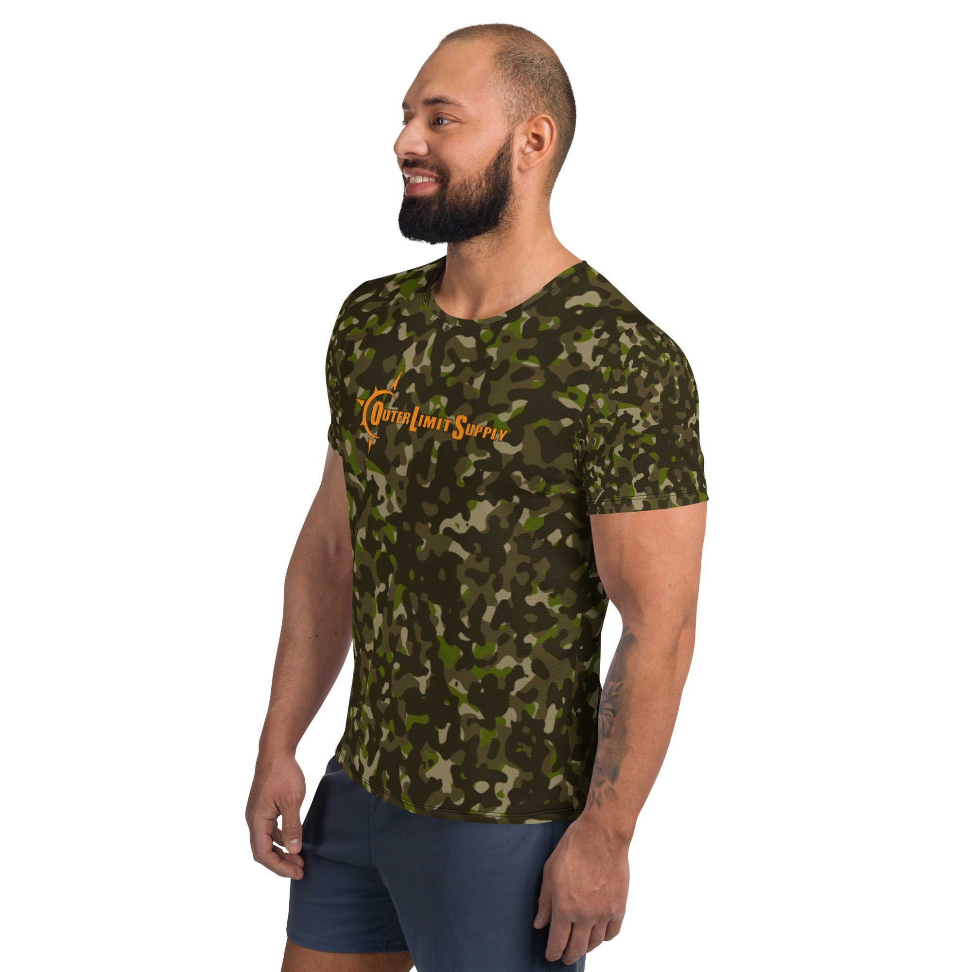 Outer Limit Supply Men's Camo Athletic T-shirt - Orange Traditional