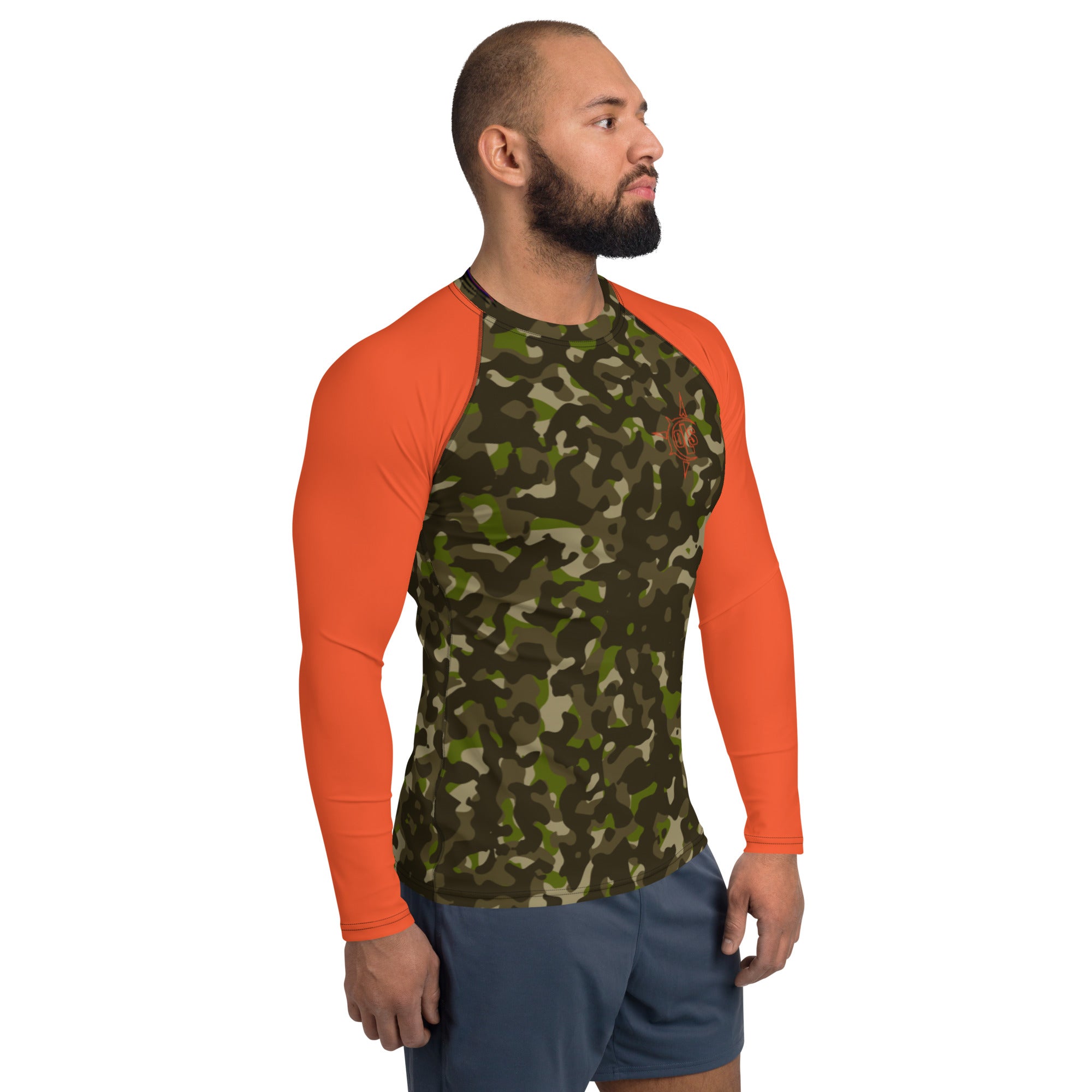 Outer Limit Supply Men's Camo - Orange Logo Rash Guard